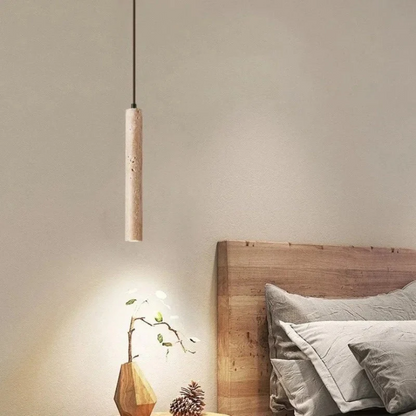 LumoLine – Lámpara LED de travertino estilo Wabi-Sabi con acabado cromado