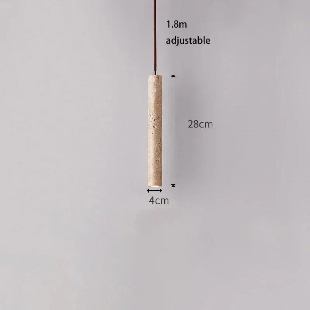 LumoLine – Lámpara LED de travertino estilo Wabi-Sabi con acabado cromado