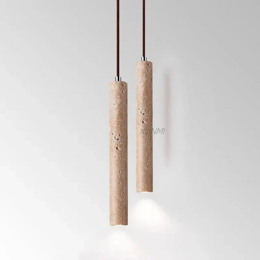 LumoLine – Lámpara LED de travertino estilo Wabi-Sabi con acabado cromado